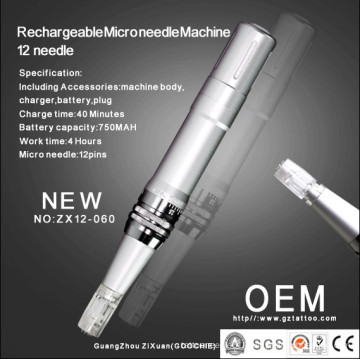 Newest Rechargeable 12microneedle Therapy Machine/Derma Roller Pen (ZX12-060)